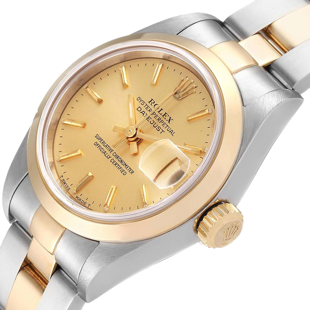 

Rolex Champagne 18K Yellow Gold And Stainless Steel Datejust 79163 Women's Wristwatch 26 MM