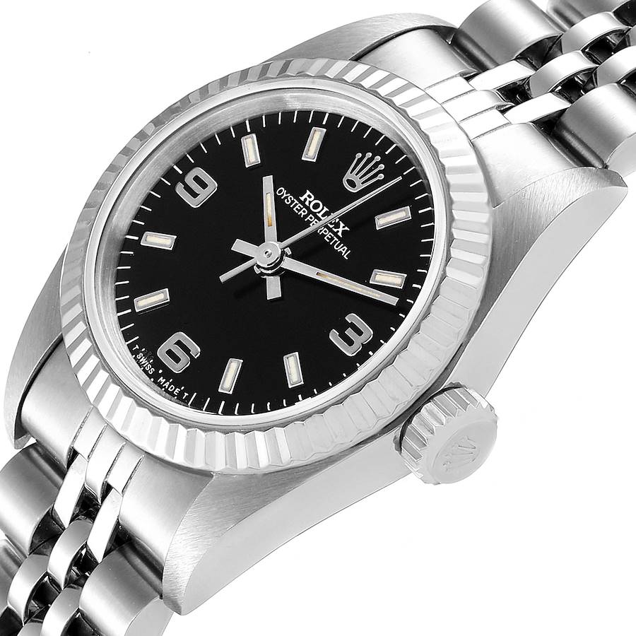 

Rolex Black 18k White Gold And Stainless Steel Oyster Perpetual 67194 Women's Wristwatch 24 MM