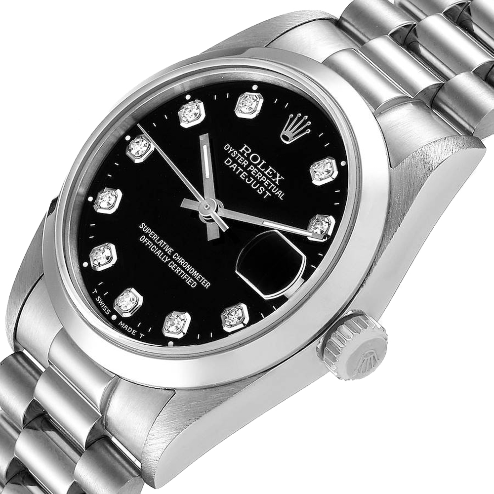 

Rolex Black Diamonds Platinum President Datejust 68246 Women's Wristwatch 31 MM