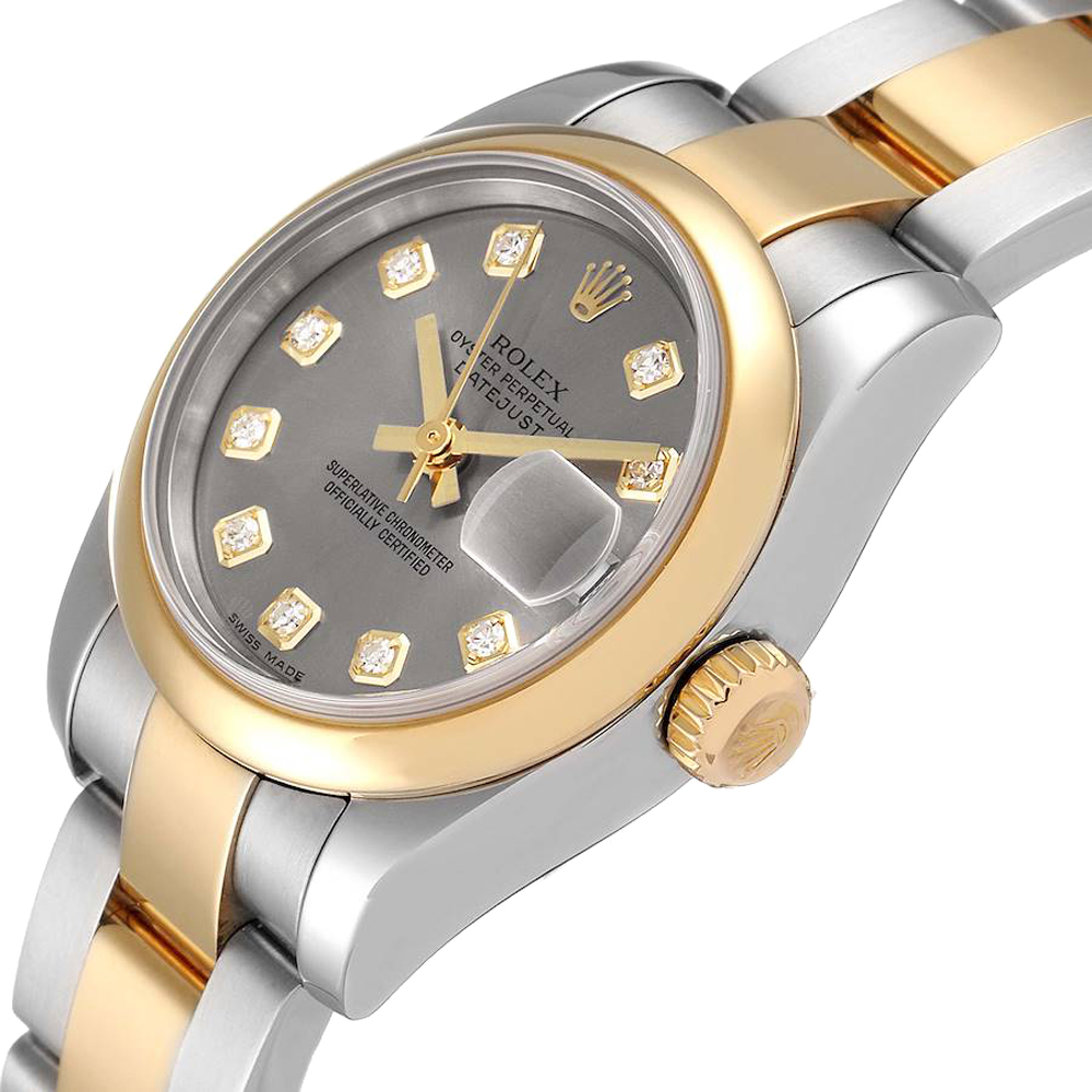 

Rolex Grey Diamonds 18K Yellow Gold And Stainless Steel Datejust 179163 Women's Wristwatch 26 MM