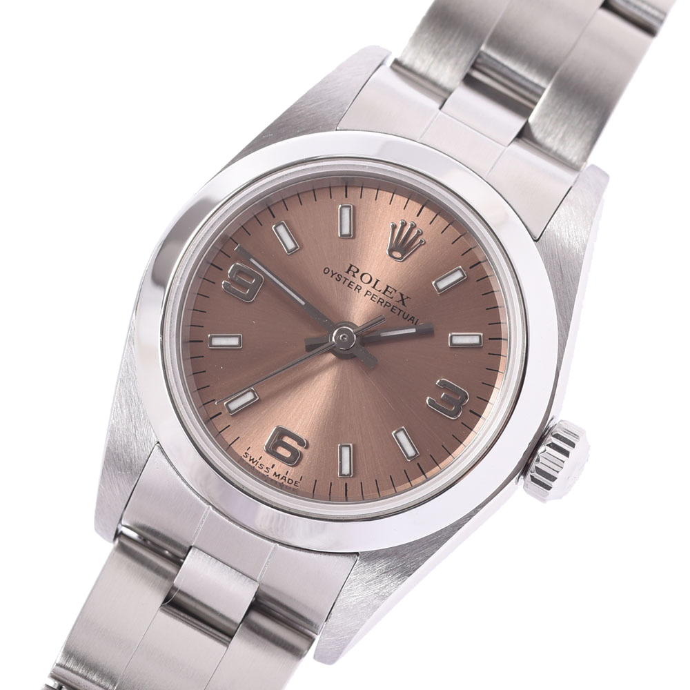 

Rolex Salmon Stainless Steel Oyster Perpetual 76080 Automatic Women's Wristwatch 24 MM, Pink