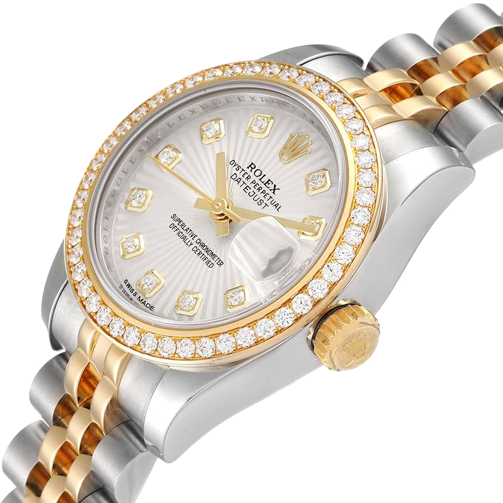 

Rolex Silver Diamonds 18k Yellow Gold And Stainless Steel Datejust 179383 Women's Wristwatch 26 MM