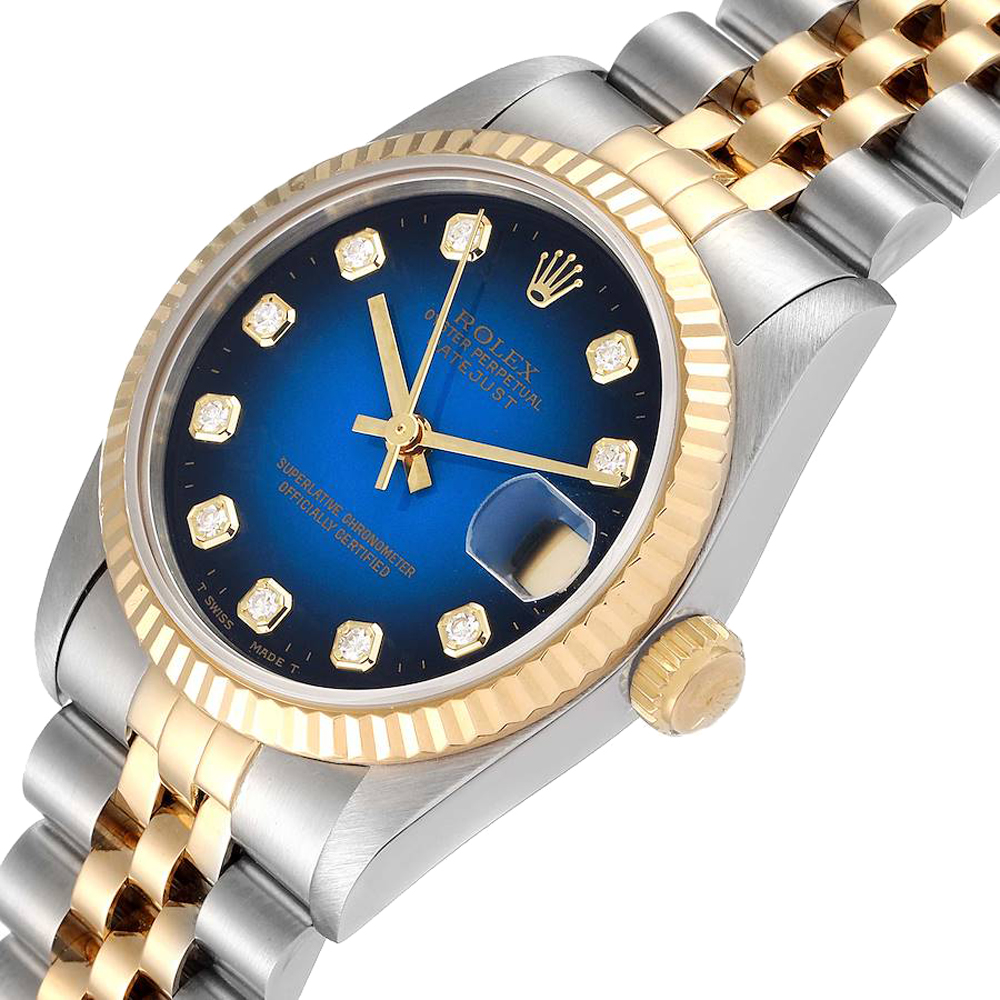 

Rolex Blue Diamonds 18K Yellow Gold And Stainless Steel Datejust 68273 Women's Wristwatch 26 MM