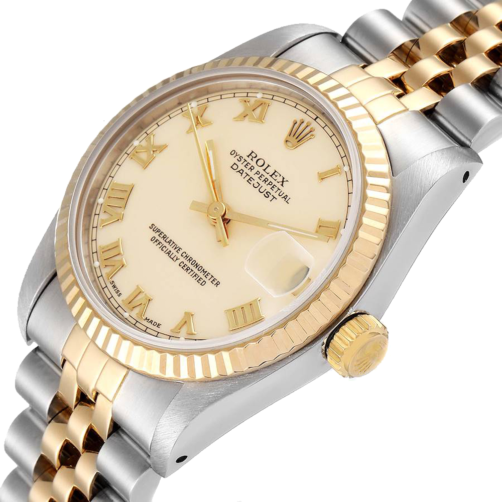 

Rolex Ivory 18K Yellow Gold And Stainless Steel Datejust 68273 Women's Wristwatch 31 MM, White