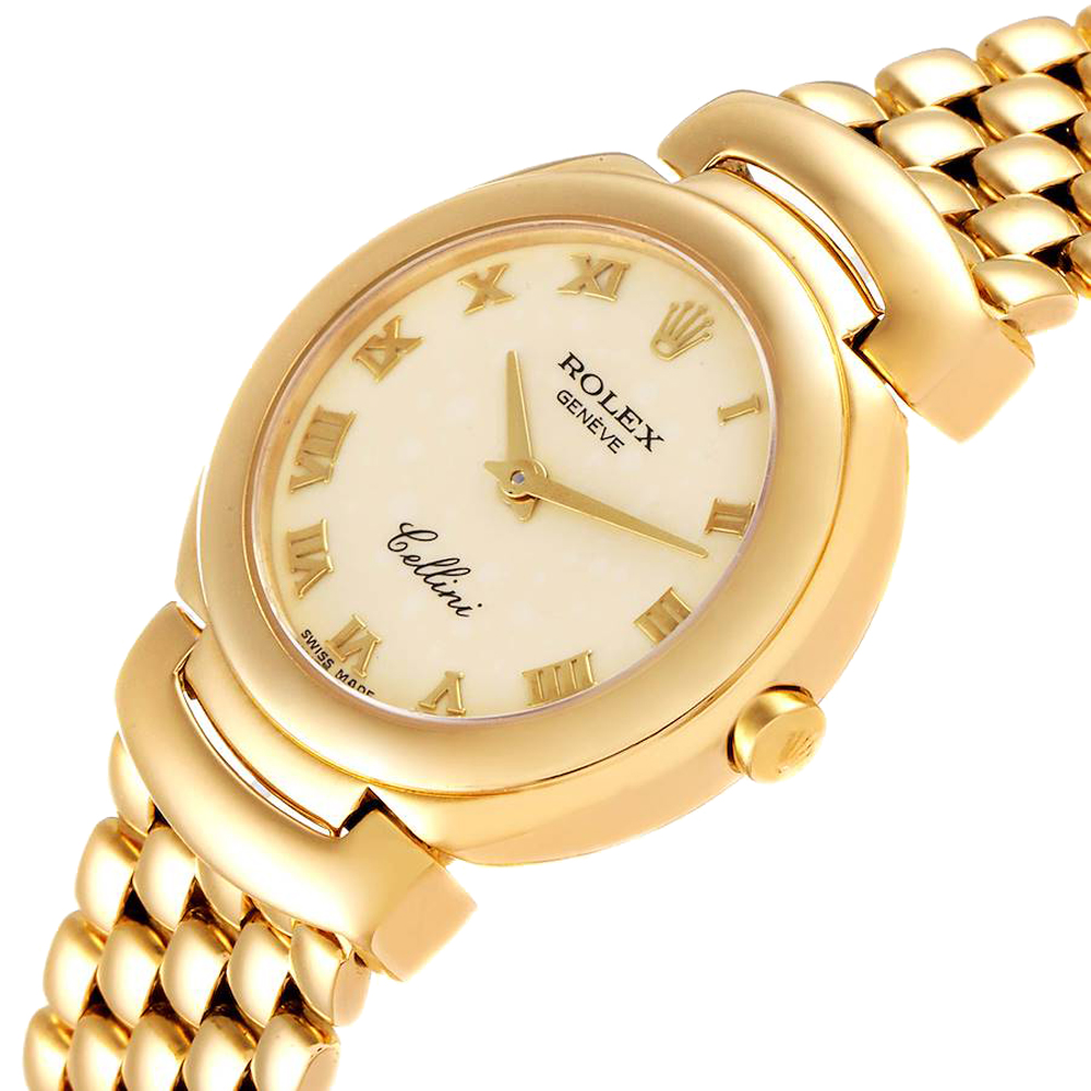 

Rolex Ivory 18K Yellow Gold Cellini 6621 Women's Wristwatch 26 MM, White