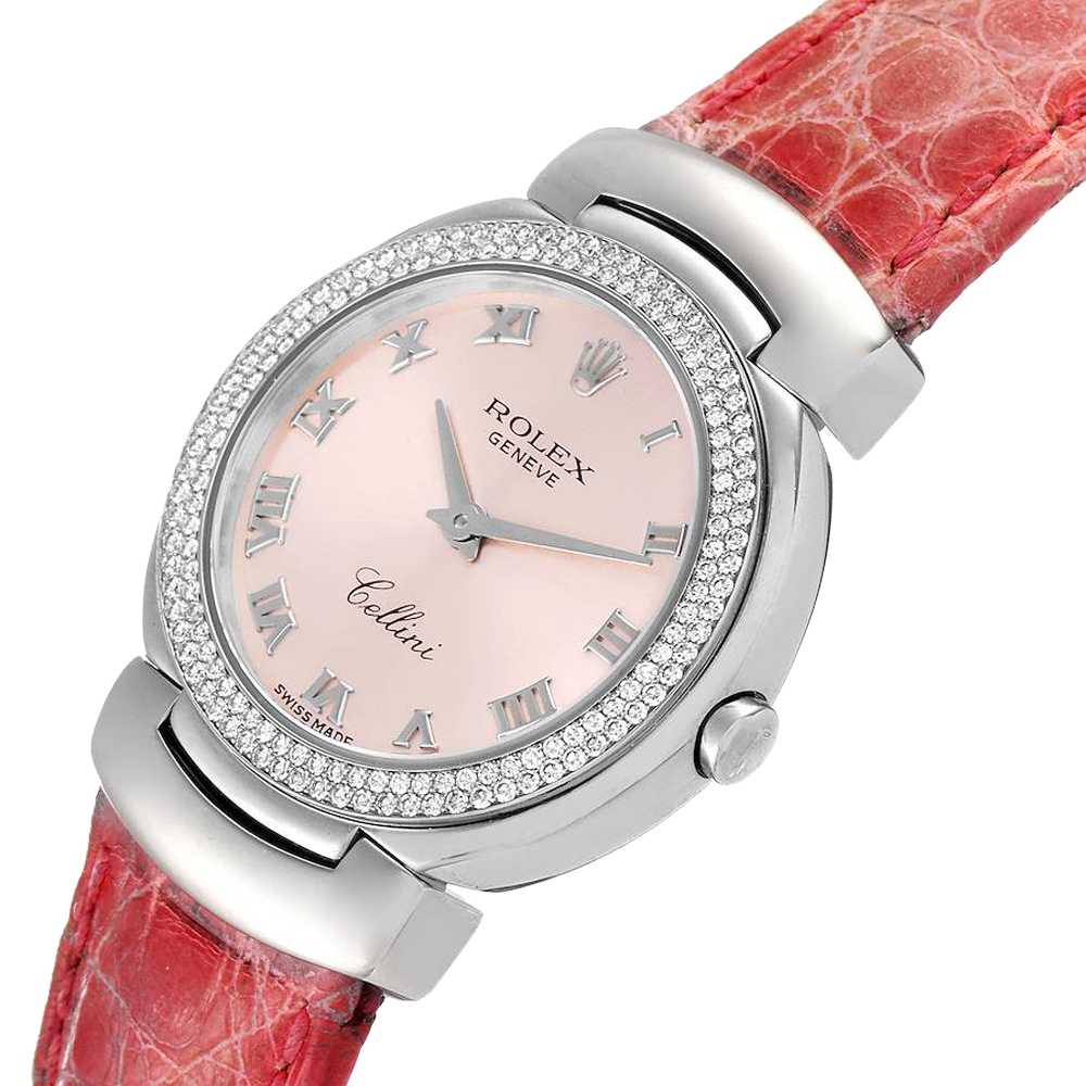 

Rolex Rose Diamonds 18K White Gold Cellini Cellissima 6671 Women's Wristwatch 26 MM, Pink