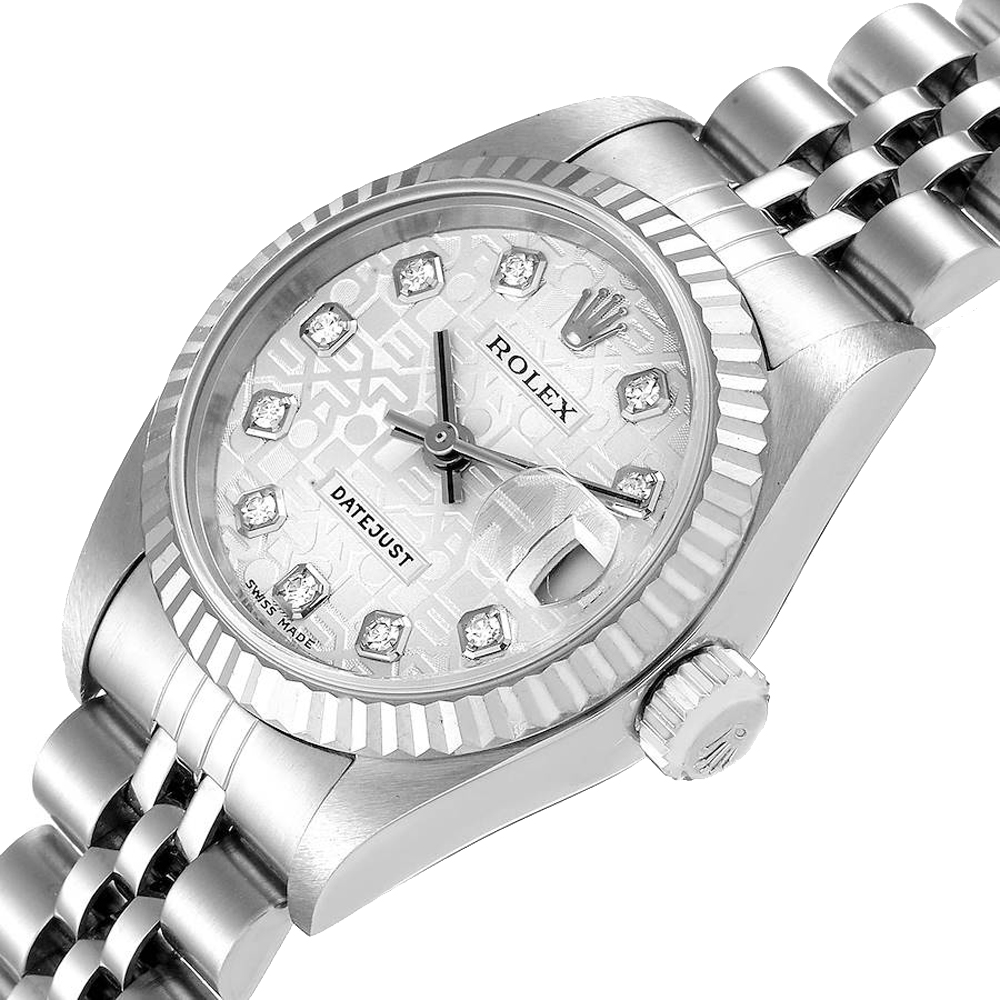 

Rolex Silver Diamonds 18k White Gold And Stainless Steel Datejust 79174 Women's Wristwatch 26 MM