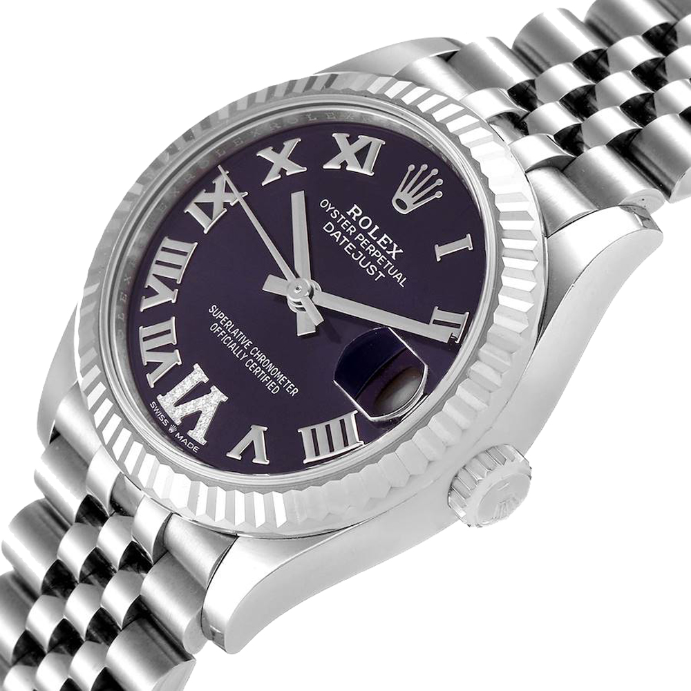 

Rolex Purple Diamonds 18K White Gold And Stainless Steel Datejust 278274 Women's Wristwatch 31 MM