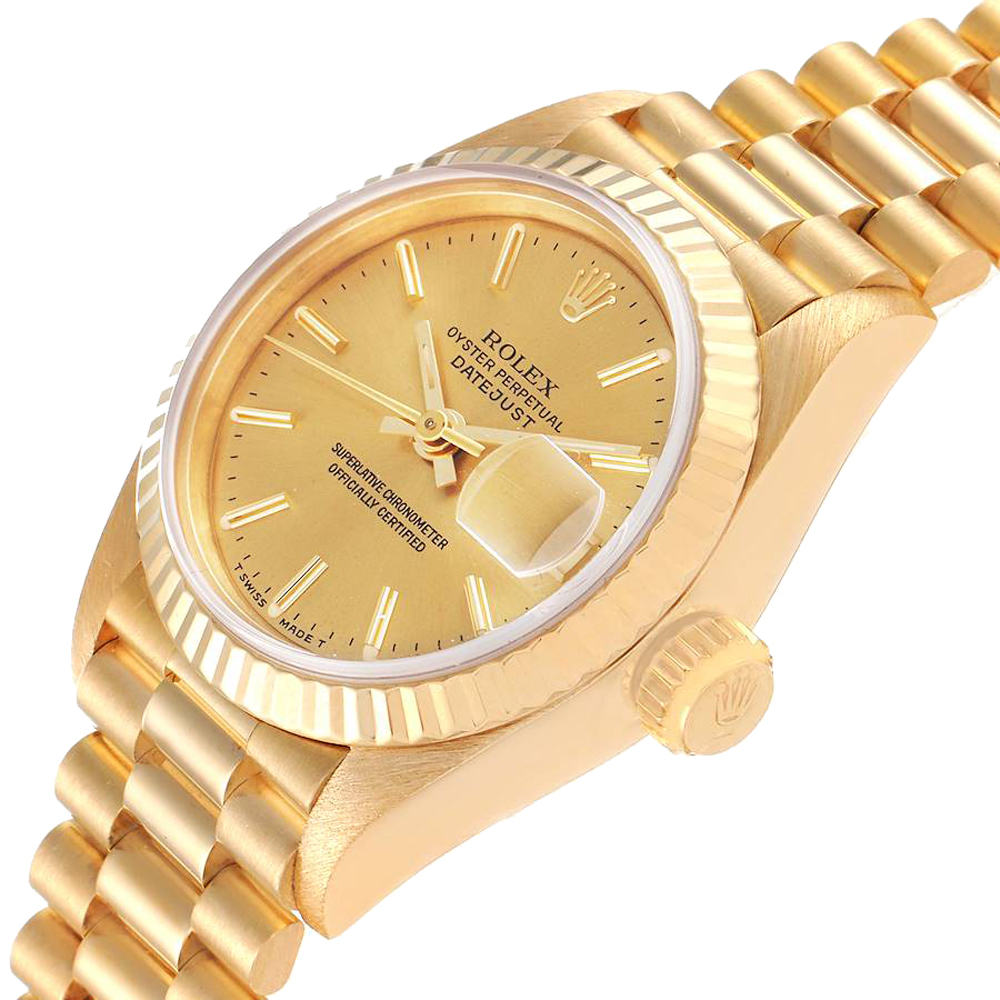 

Rolex Champagne 18K Yellow Gold President Datejust 69178 Women's Wristwatch 26 MM