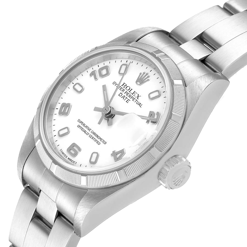 

Rolex White Stainless Steel Oyster Perpetual Date 79190 Women's Wristwatch 25 MM