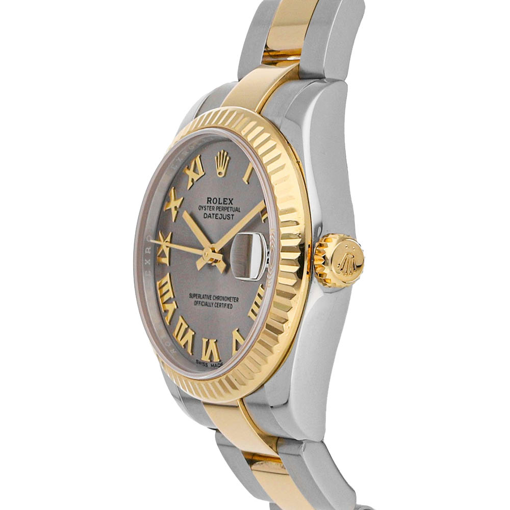 

Rolex Grey 18K Yellow Gold And Stainless Steel Datejust 178273 Women's Wristwatch 31 MM
