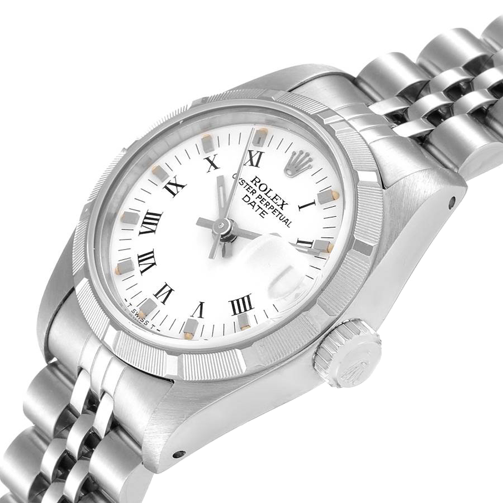 

Rolex White Stainless Steel Date Oyster 69160 Women's Wristwatch