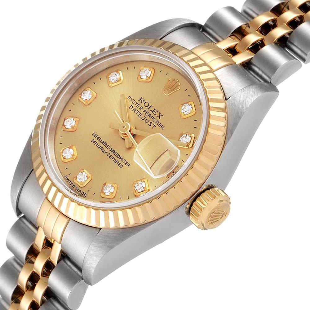 

Rolex Champagne 18K Yellow Gold Stainless Steel Datejust 69173 Women's Wristwatch