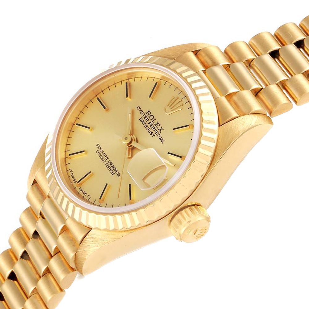 

Rolex Champagne 18K Yellow Gold President Datejust 69178 Women's Wristwatch
