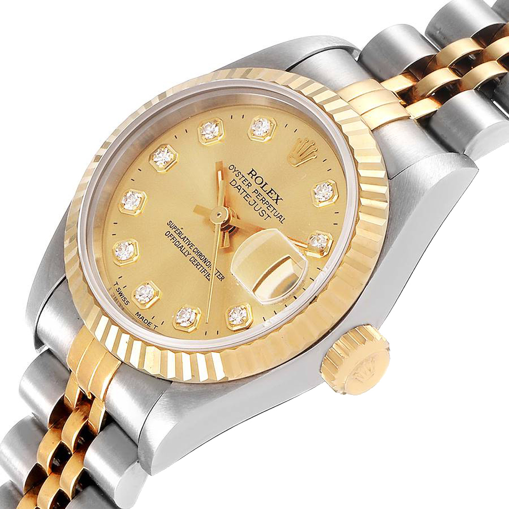 

Rolex Champagne 18K Yellow Gold Diamond Datejust 69173 Women's Wristwatch