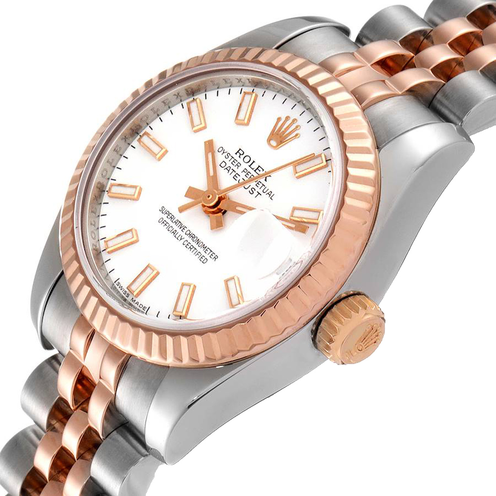 

Rolex White 18K Rose Gold Stainless Steel Datejust 179171 Women's Wristwatch