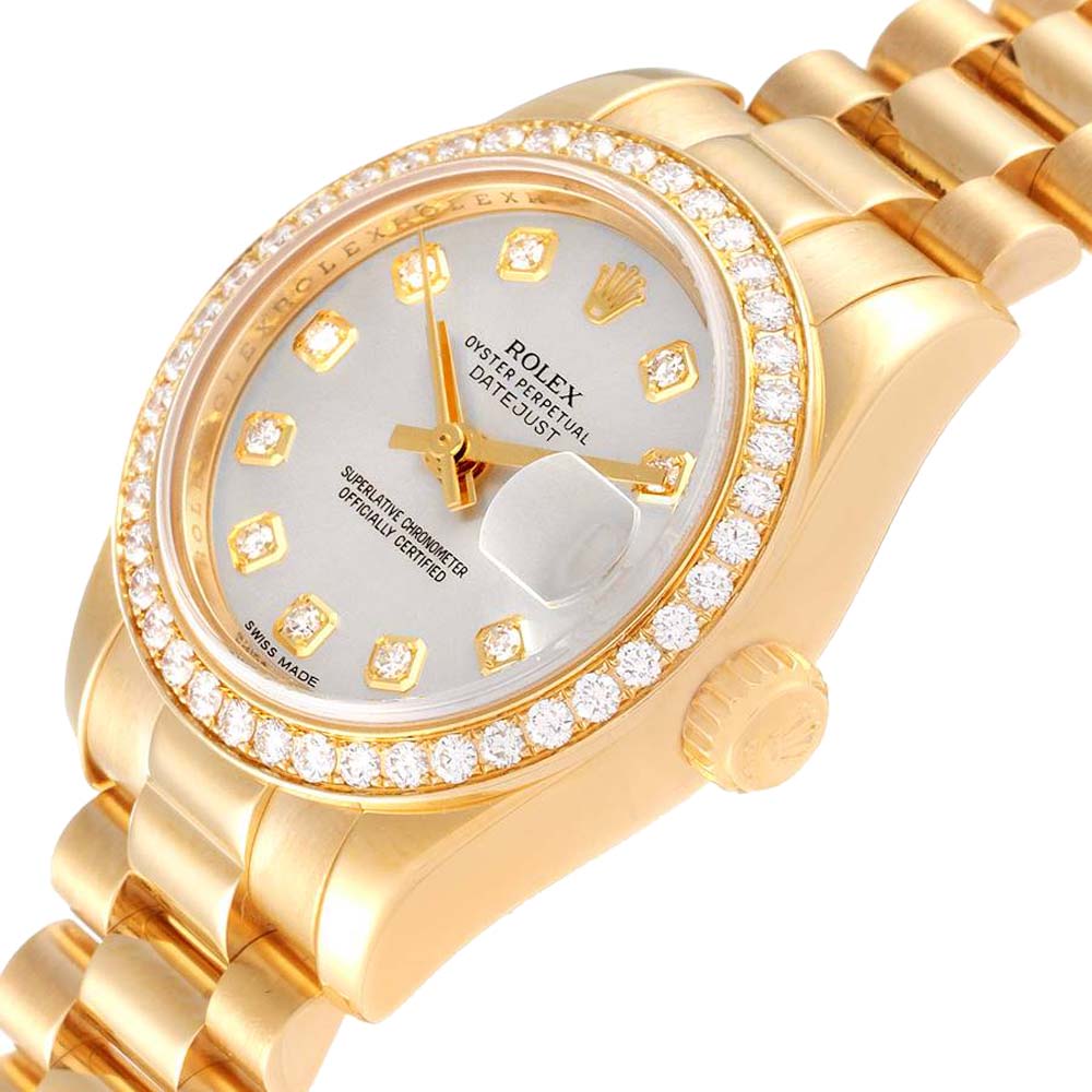 

Rolex Silver 18K Yellow Gold Diamond President 179138 Women's Wristwatch