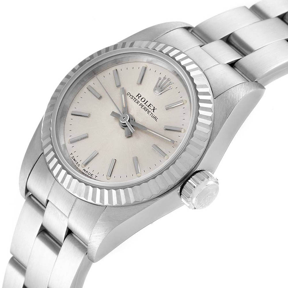 

Rolex Silver Stainless Steel Oyster Perpetual 67194 Women's Wristwatch 24 MM