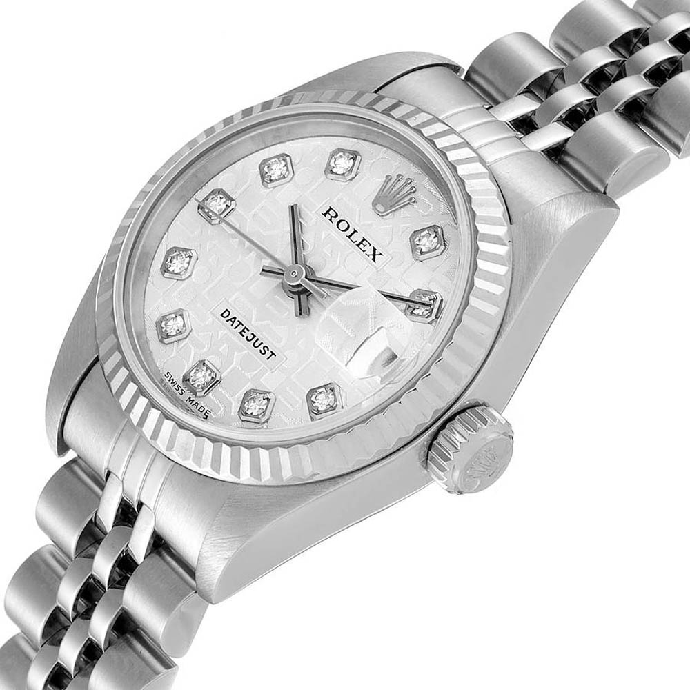 

Rolex Silver Diamonds 18k White Gold And Stainless Steel Datejust 79174 Women's Wristwatch 26 MM