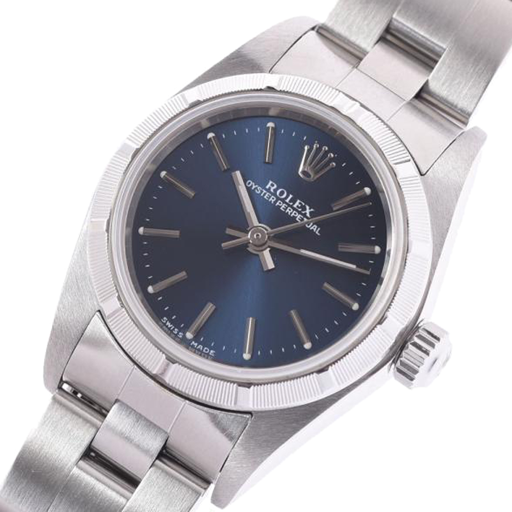 

Rolex Blue Stainless Steel Oyster Perpetual 76030 Automatic Women's Wristwatch 24 MM