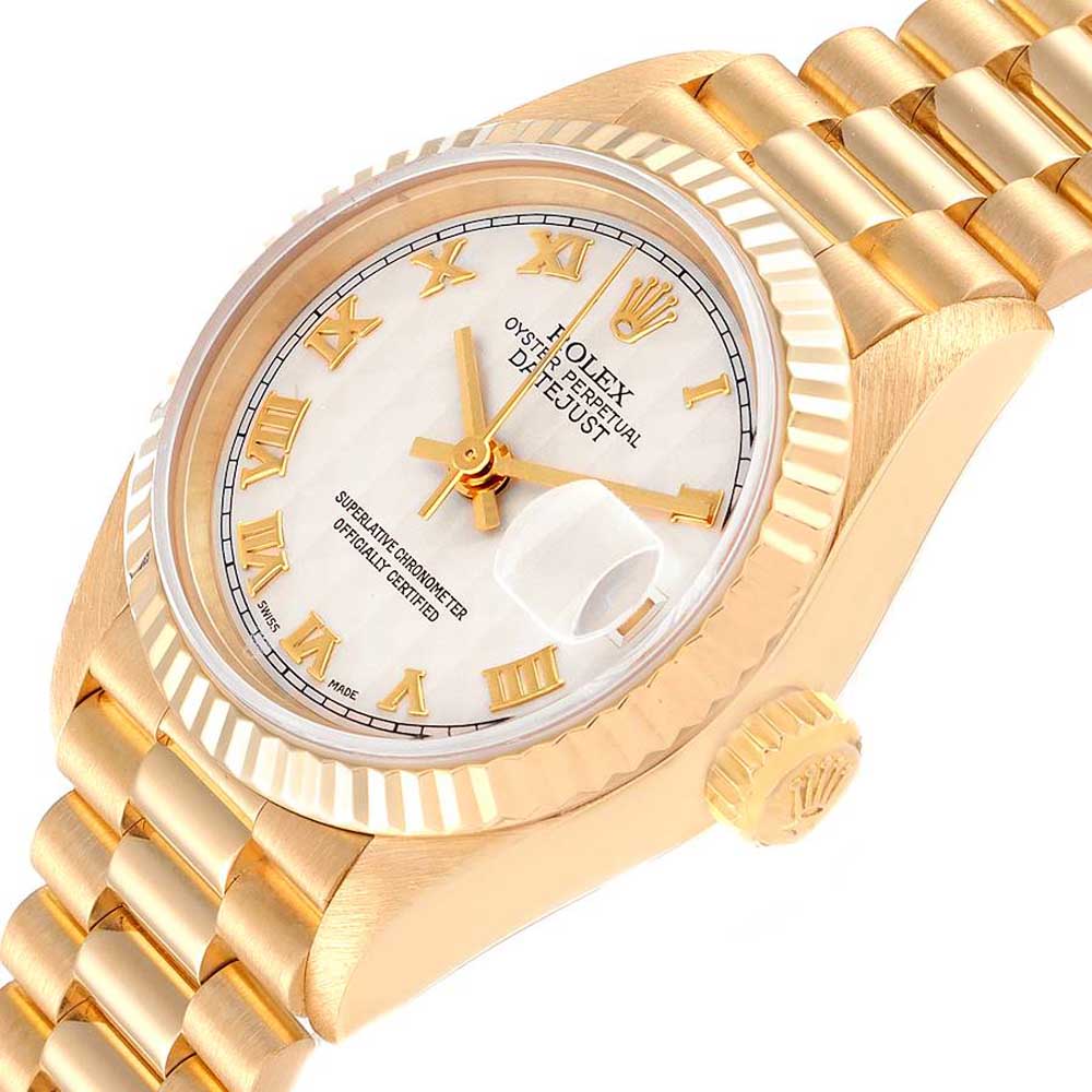 

Rolex Silver 18K Yellow Gold President Datejust 69178 Women's Wristwatch 26 MM