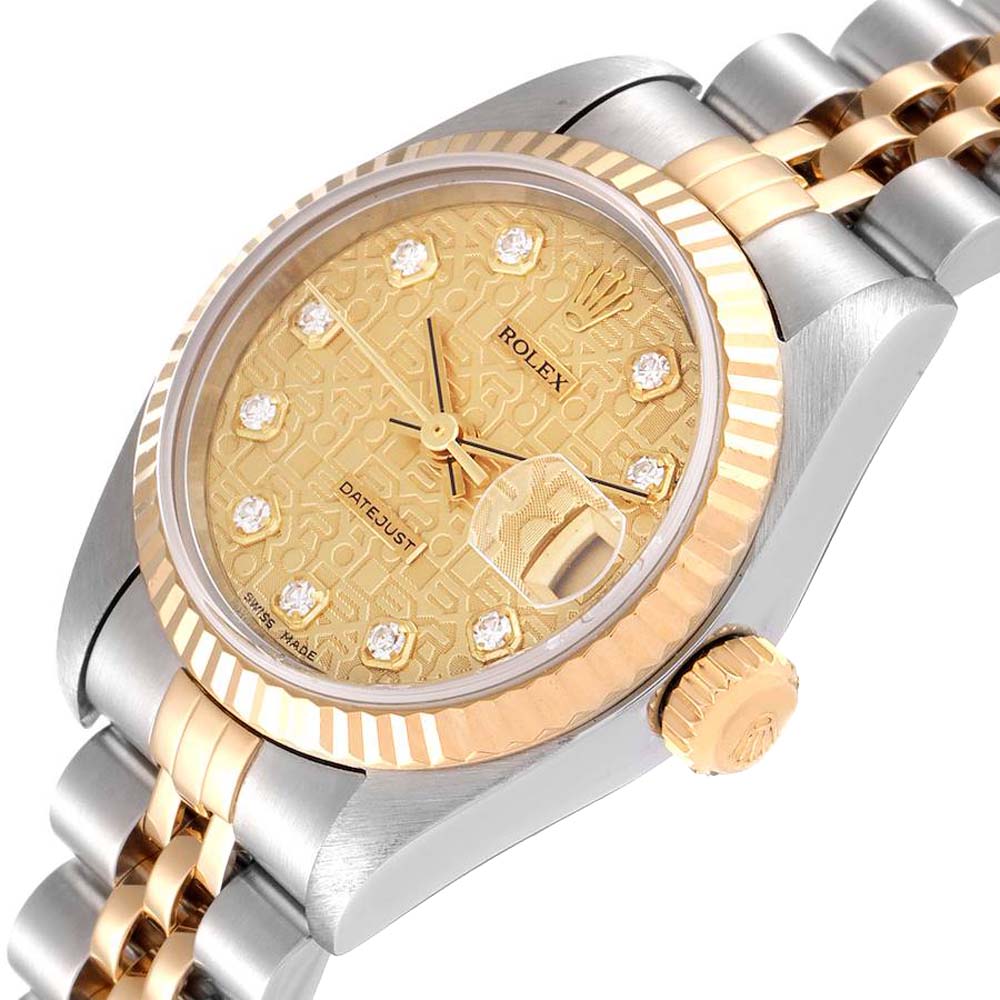 

Rolex Champagne Diamonds 18K Yellow Gold And Stainless Steel Datejust 79173 Automatic Women's Wristwatch 26 MM