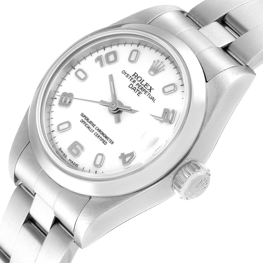 

Rolex White Stainless Steel Oyster Perpetual Date 79160 Women's Wristwatch 26 MM