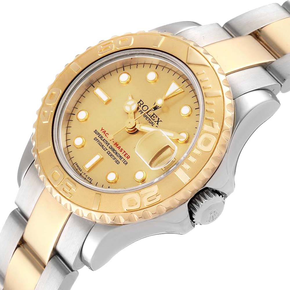 

Rolex Champagne 18K Yellow Gold And Stainless Steel Yachtmaster 169623 Women's Wristwatch 29 MM