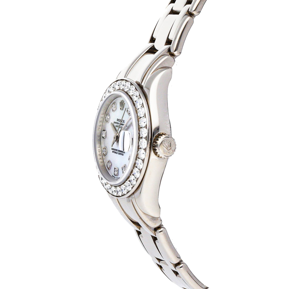 

Rolex MOP Diamonds 18K White Gold Pearlmaster 80299 Women's Wristwatch 29 MM