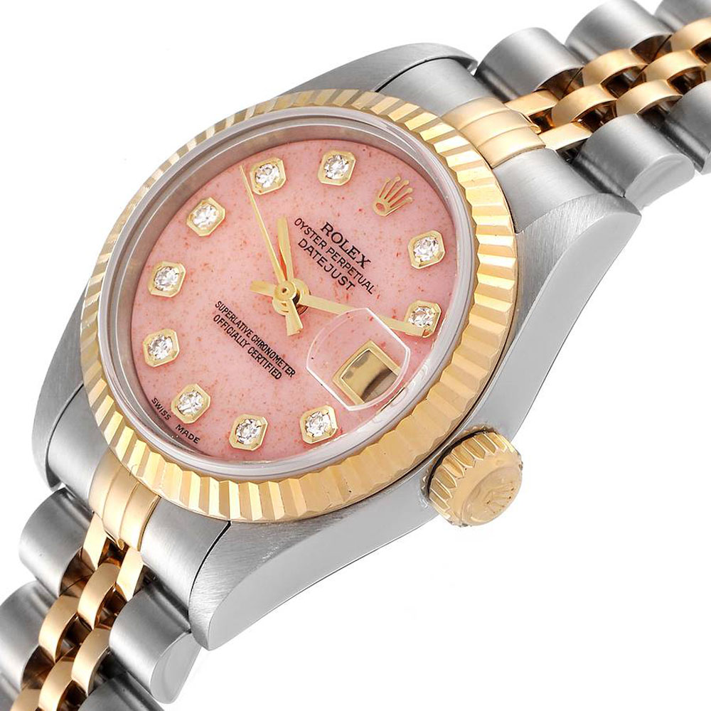 

Rolex Coral Diamonds 18K Yellow Gold And Stainless Steel Datejust 79173 Women's Wristwatch 26 MM, Pink