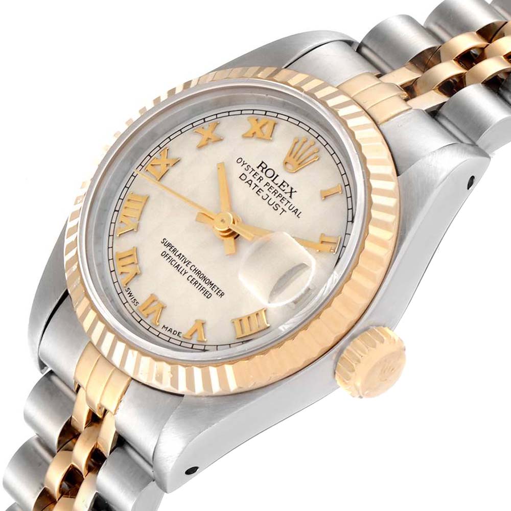 

Rolex Silver 18K Yellow Gold And Stainless Steel Datejust 69173 Women's Wristwatch 26 MM