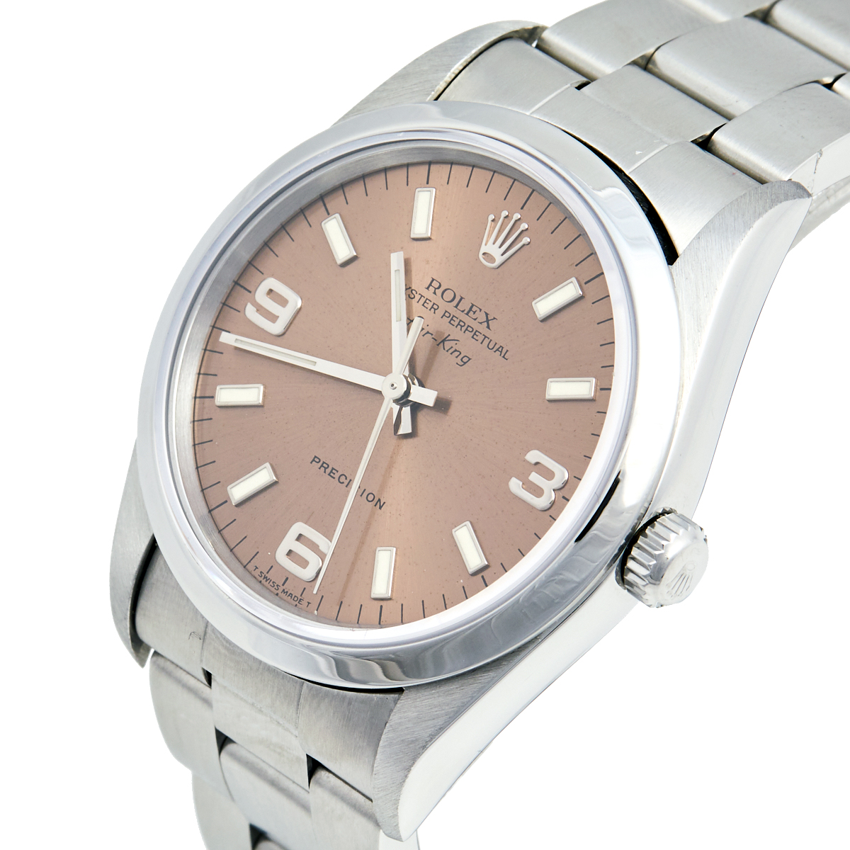 

Rolex Salmon Stainless Steel Air King, Silver