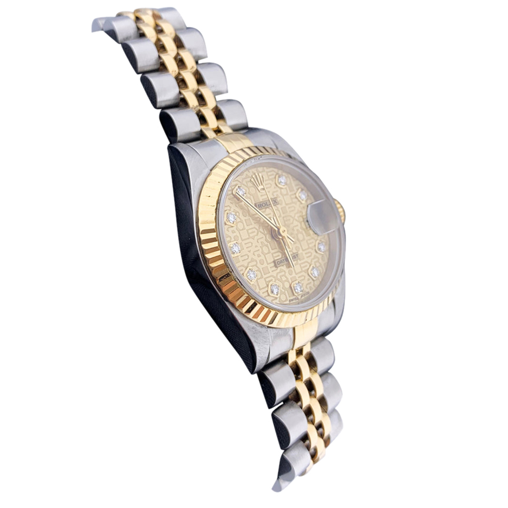 

Rolex Champagne Diamonds 18K Yellow Gold And Stainless Steel Datejust 79173 Women's Wristwatch 26 MM