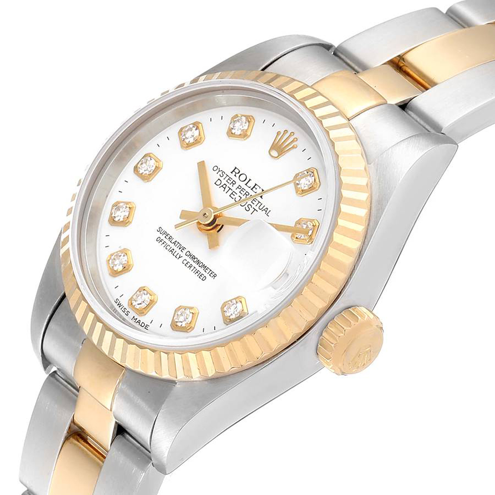 

Rolex White Diamonds 18k Yellow Gold And Stainless Steel Datejust 79173 Women's Wristwatch 26 MM
