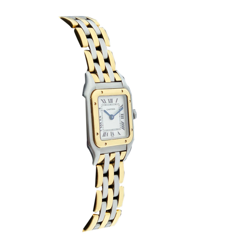 

Cartier Silver 18K Yellow Gold And Stainless Steel Panthere 166921 Women's Wristwatch 22 MM