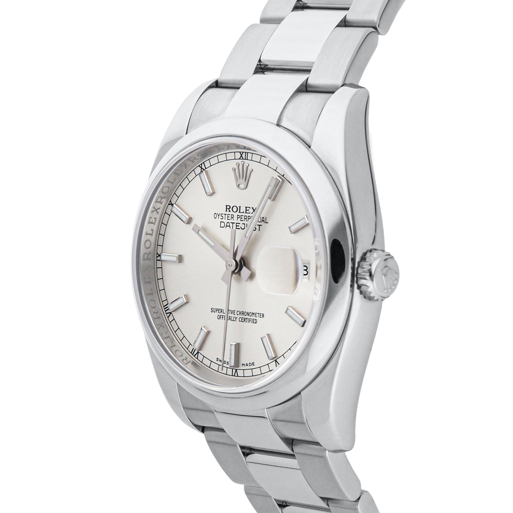 

Rolex Silver Stainless Steel Datejust 116200 Men's Wristwatch 36 MM