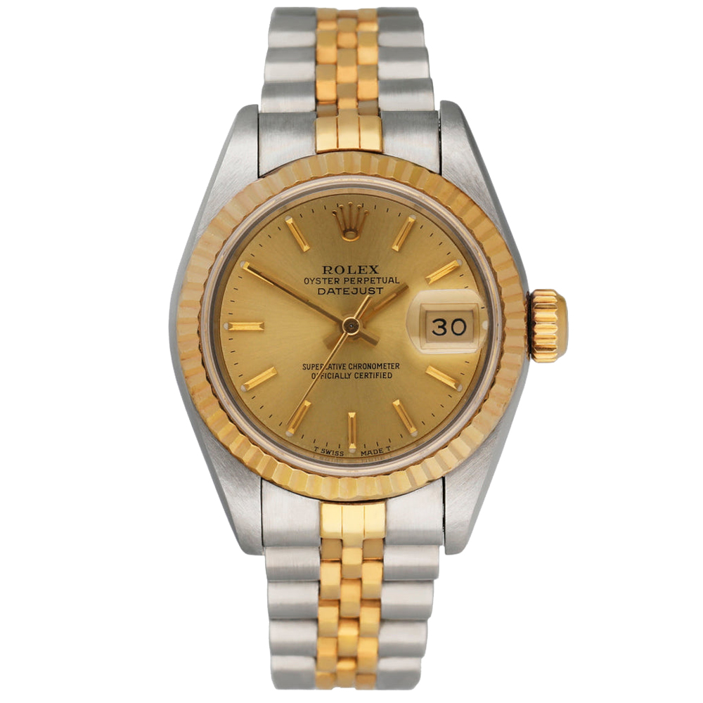 

Rolex Champagne 18K Yellow Gold Stainless Steel Datejust 69173 Women's Wristwatch