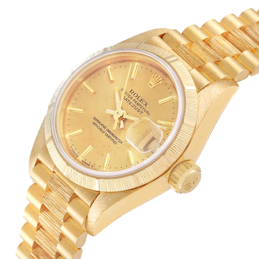 

Rolex Champagne 18K Yellow Gold President Datejust 69278 Women's Wristwatch 26 MM