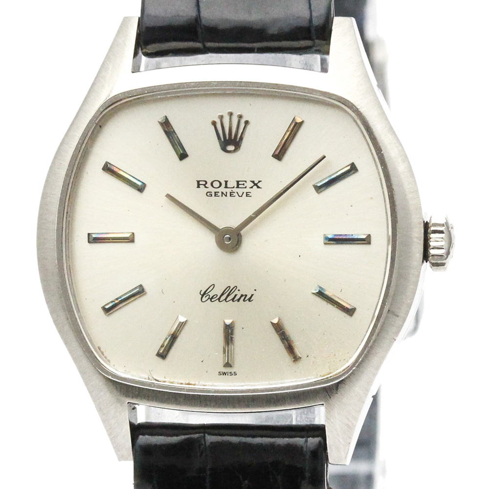 

Rolex Silver 18K White Gold Cellini 3801 Quartz Women's Wristwatch 26 MM