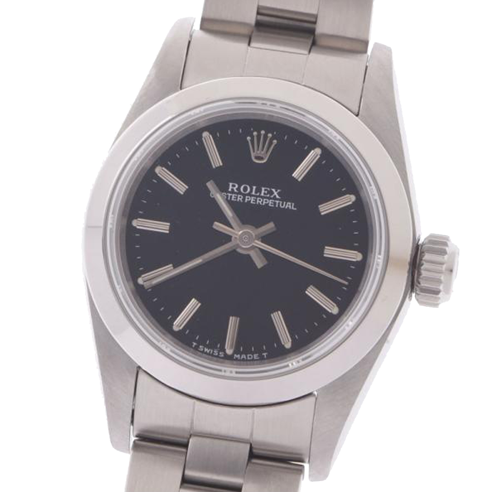 

Rolex Black Stainless Steel Oyster Perpetual67180 Women's Wristwatch 26 mm