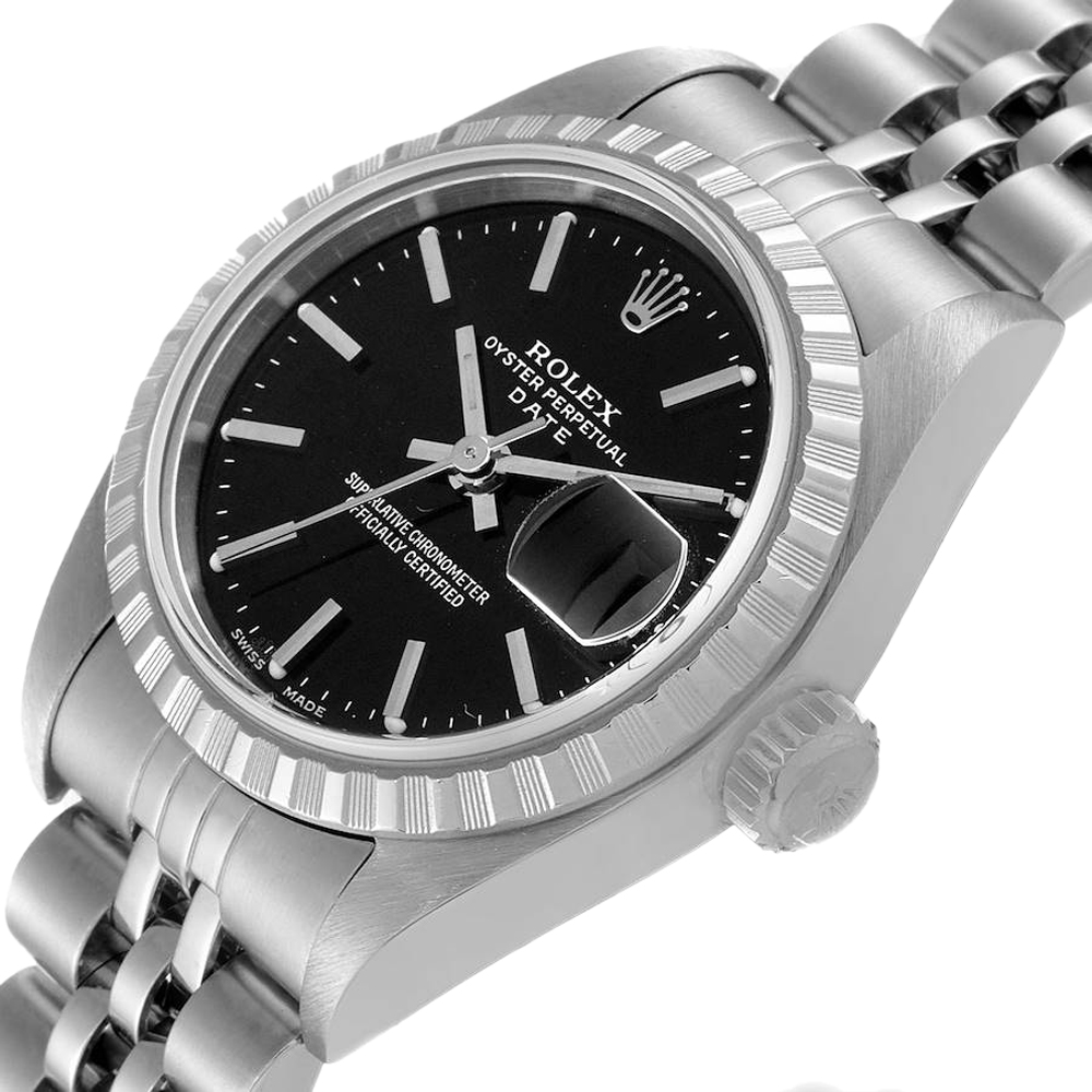 

Rolex Black Stainless Steel Date 79240 Women's Wristwatch