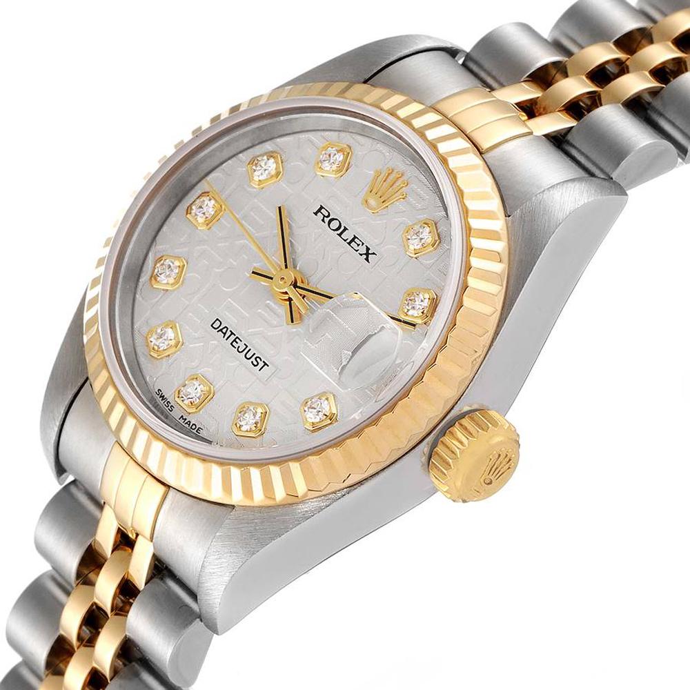 

Rolex Silver Diamonds 18k Yellow Gold And Stainless Steel Datejust 79173 Women's Wristwatch 26 MM