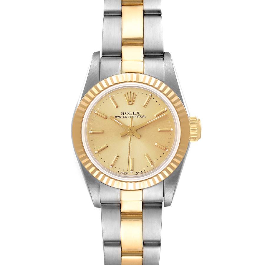 

Rolex Champagne 18K Yellow Gold And Stainless Steel Oyster Perpetual 67193 Women's Wristwatch 24 MM