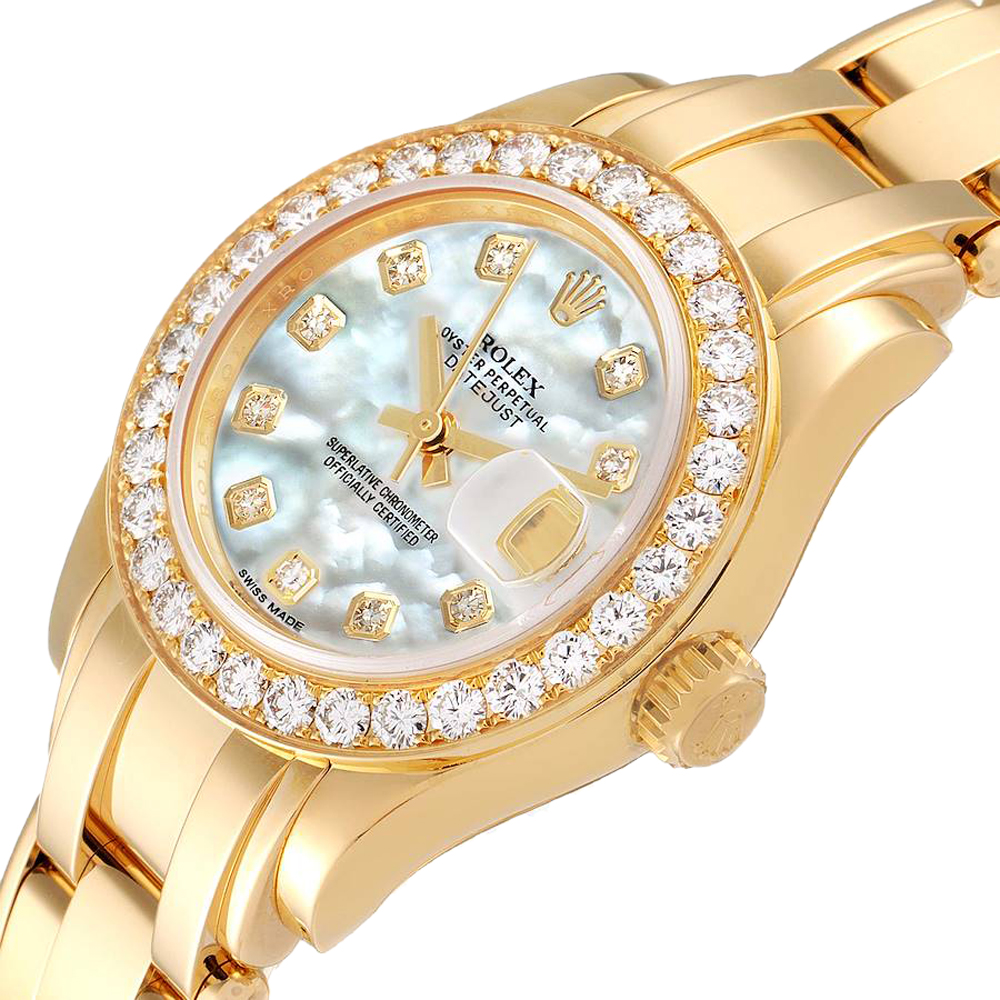 

Rolex MOP Diamonds 18k Yellow Gold 80298 Women's Wristwatch 29 MM, White