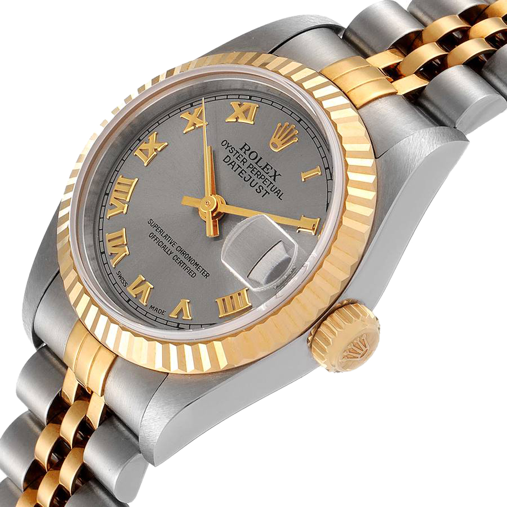 

Rolex Grey 18K Yellow Gold And Stainless Steel Datejust 69173 Women's Wristwatch 26 MM