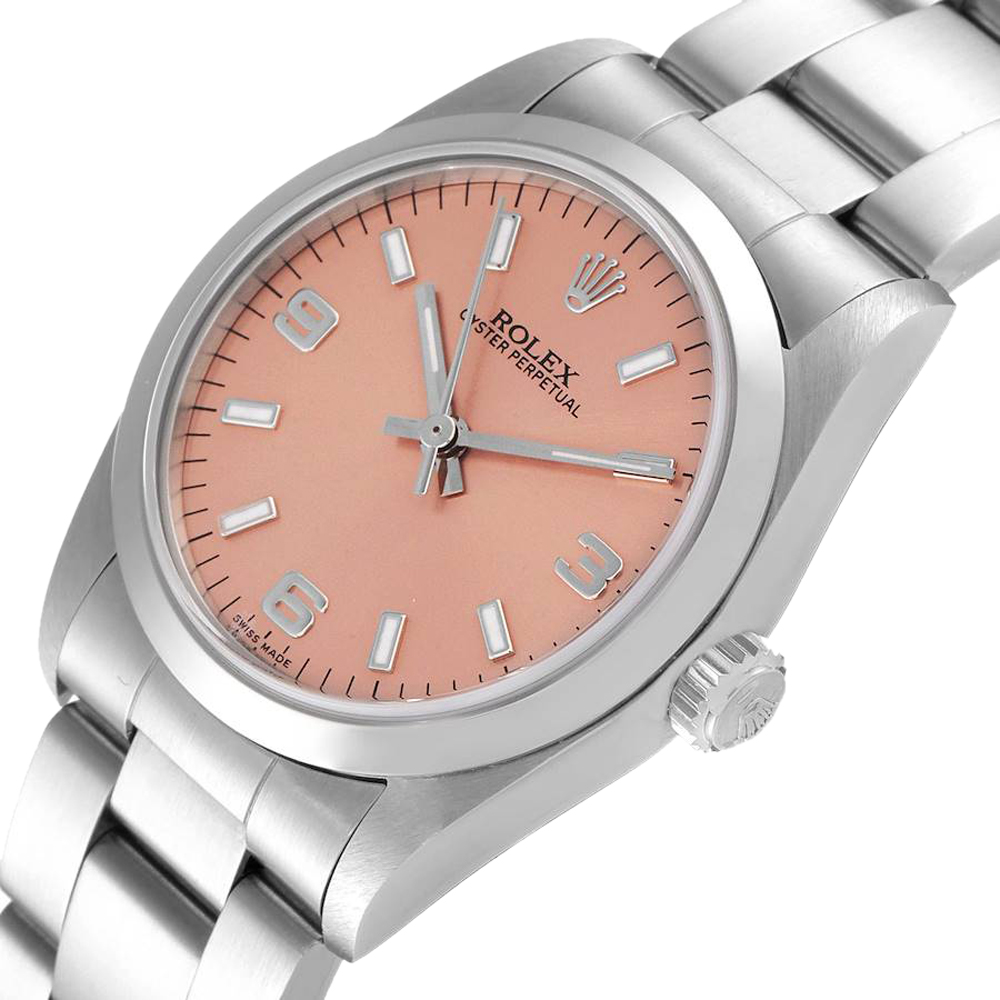 

Rolex Salmon Stainless Steel Oyster Perpetual 77080 Women's Wristwatch 31 MM, Pink