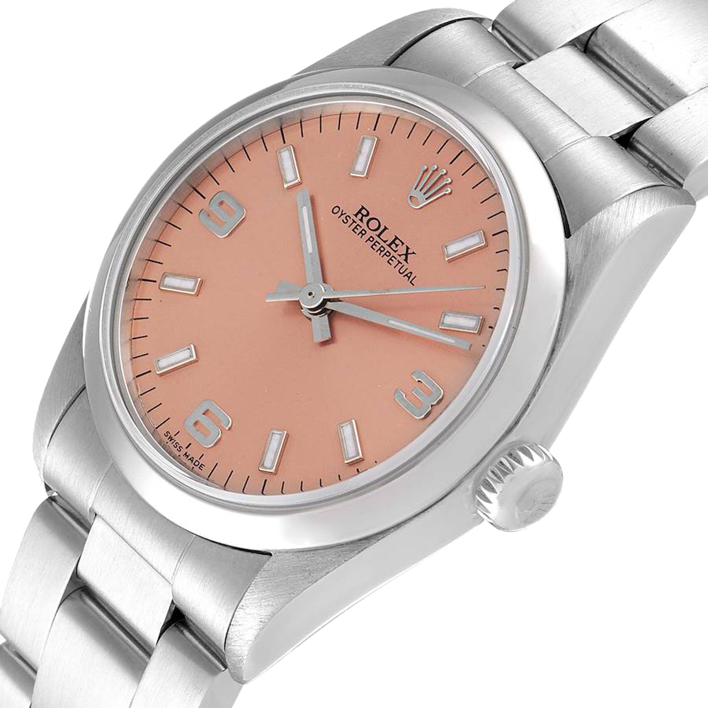 

Rolex Salmon Stainless Steel Oyster Perpetual 77080 Women's Wristwatch 31 MM, Pink