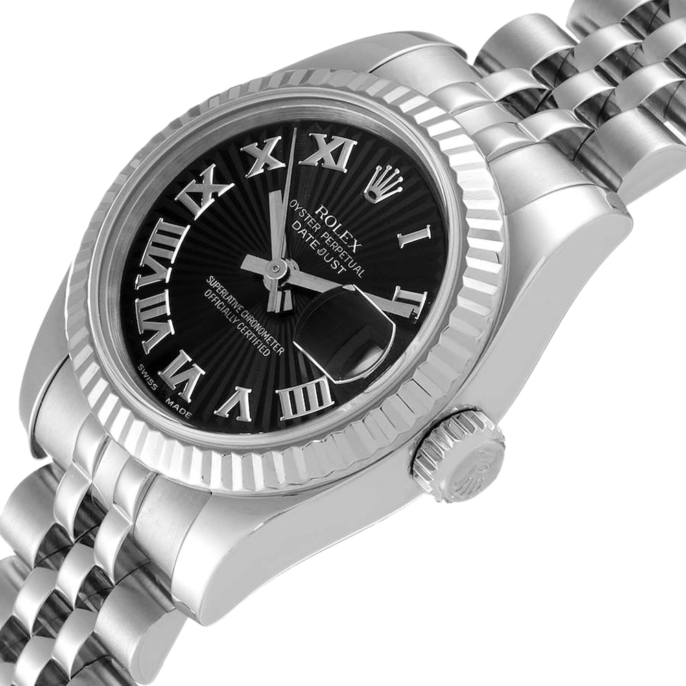 

Rolex Black Stainless Steel Datejust 179174 Women's Wristwatch 26 MM