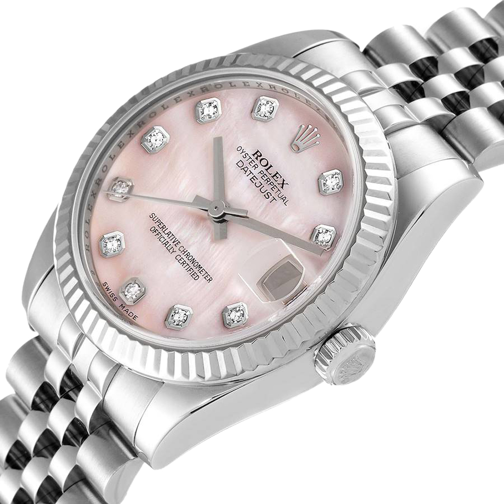 

Rolex MOP Diamonds Stainless Steel Datejust 178274 Women's Wristwatch 31 MM, White