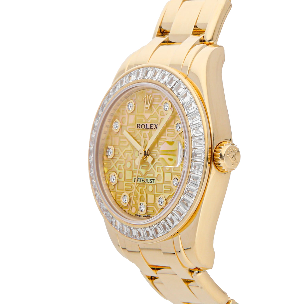 

Rolex Champagne Diamonds 18K Yellow Gold Datejust 81308BR Women's Wristwatch 34 MM